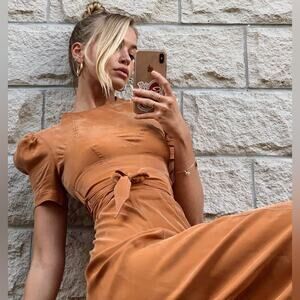 Alice McCall Eyes On You Tie Waist Dress - Brown Tan